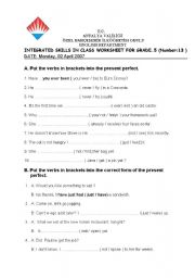 English Worksheet: present perfect