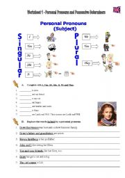 English Worksheet: Personal Pronouns 