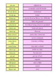 English Worksheet: phrasal verbs