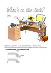 English Worksheet: WHATS ON THE DESK?