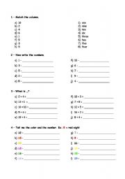 English Worksheet: Numbers from 1 to 20
