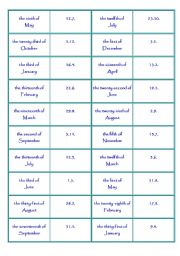 English Worksheet: DATES dominoes