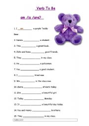 English Worksheet: Verb To Be