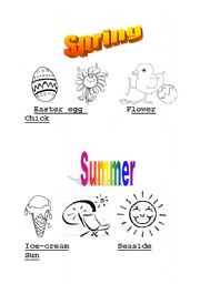 English worksheet: 4 Seasons Coloring and Vocabulary worksheet 