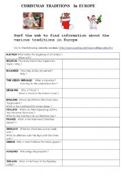 English Worksheet: Christmas traditions in Europe