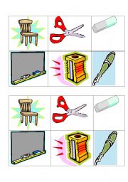 English Worksheet: school objects bingo