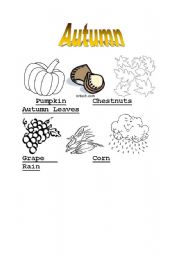 English worksheet: 4 Seasons Coloring and vocabulary worksheet- Autumn page 