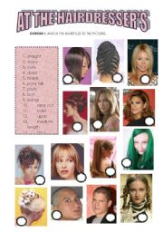 English Worksheet: AT THE HAIRDRESSERS