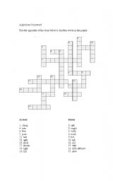 English Worksheet: Adjectives Crossword