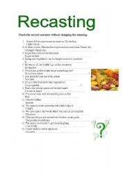 English worksheet: Recasting