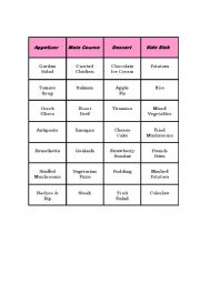 English worksheet: Restaurant Menu Category Columns