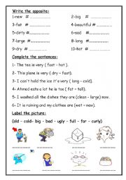 English Worksheet: write the opposites