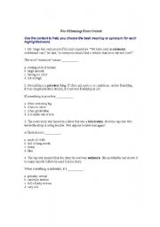 English Worksheet: Word Meanings from Context