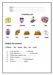 English Worksheet: vocabulary