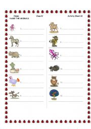 English worksheet: ANIMALS