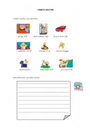 English Worksheet: Homers Daily Routine