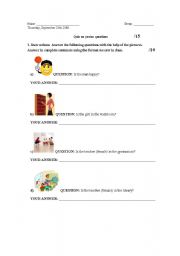 English worksheet: Quiz on yes/no questions