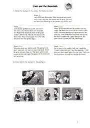 English worksheet: Writing a Story - Jack and the Beanstalk