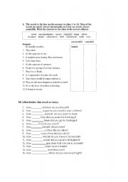 English Worksheet: countables uncountables