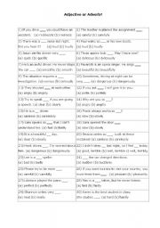 English Worksheet: Adjective or Adverb?