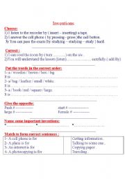 English Worksheet: inventions