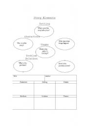 English worksheet: story elements