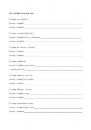 English worksheet: If I could be someone else