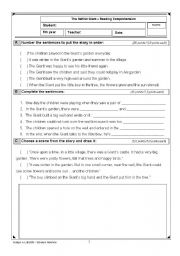 English Worksheet: The Selfish Giant