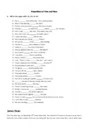 English Worksheet: Prepositions of time and place (in, on, at)