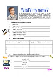 English Worksheet: Personal information