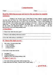 English Worksheet: comprehention