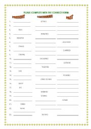 English worksheet: PRACTICE VERBS