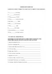 English worksheet: EXERCISES WITH VERB TO BE AND POSSESSIVE PRONOUNS