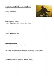 English worksheet: Shawshank Redemption Movie Worksheet