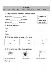 English worksheet: fl blends