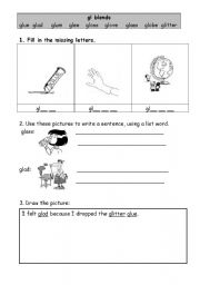 English worksheet: gl blends