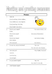 English Worksheet: meeting and greeting someone