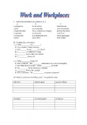 English Worksheet: work and workplaces