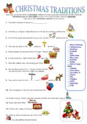 English Worksheet: CHRISTMAS TRADITIONS