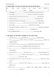 English Worksheet: verb tenses revIEW