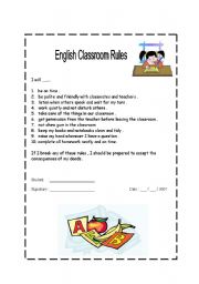 English Worksheet: Classroom Rules 