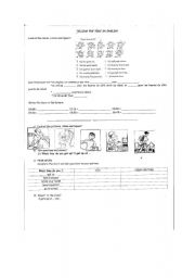 English worksheet: TELLING THE TIME AND ROUTINE