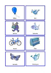 English Worksheet: Colour Cards BLUE