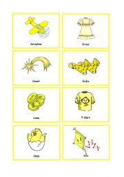 English Worksheet: Colour Cards YELLOW