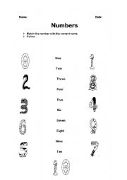 English worksheet: Numbers