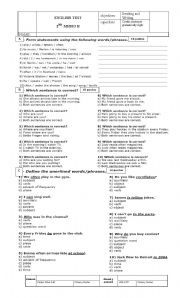 English Worksheet: Word order test