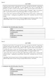 English Worksheet: Reading comprehension activities