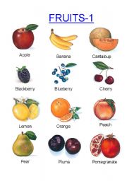 English Worksheet: Fruits -1
