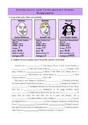 Comparatives & Superlatives - revision worksheet