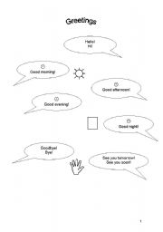 English worksheet: Greetings